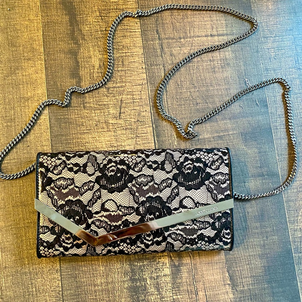 Jimmy Choo Black Lace Detail Clutch - NEW